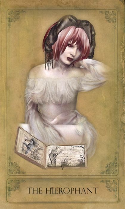 The Hierophant card from the Sepia Stains Tarot deck by Bethalynne Bajema