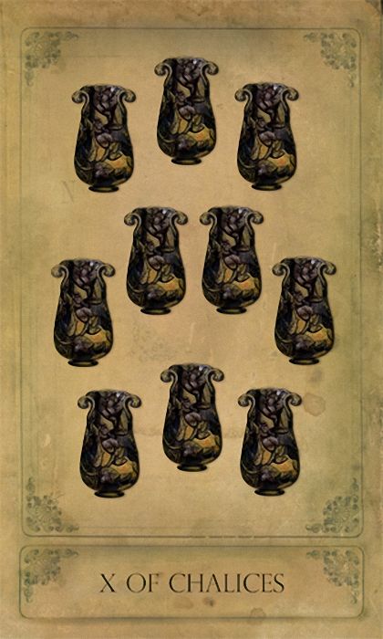 X of Chalices card from the Sepia Stains Tarot deck by Bethalynne Bajema