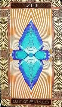Eight of Pentacles card from the Serpentfire Tarot deck
