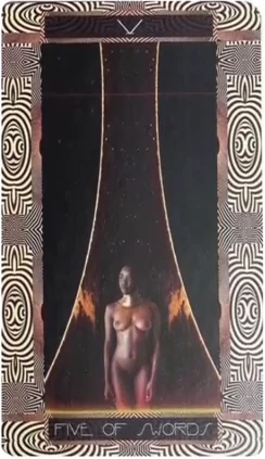 Five of Swords card from the Serpentfire Tarot deck