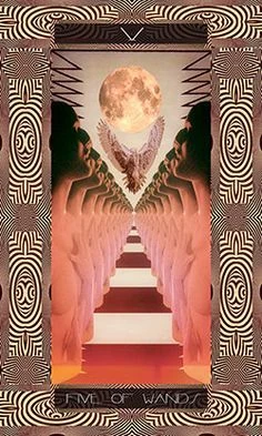 Five of Wands card from the Serpentfire Tarot deck