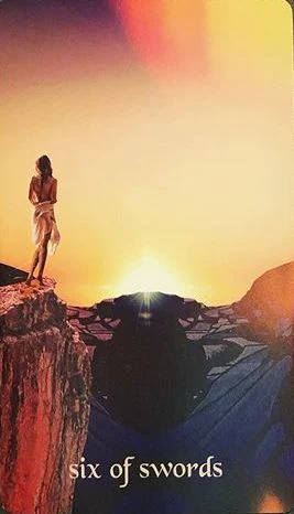 Six of Swords card from the Serpentfire Tarot deck