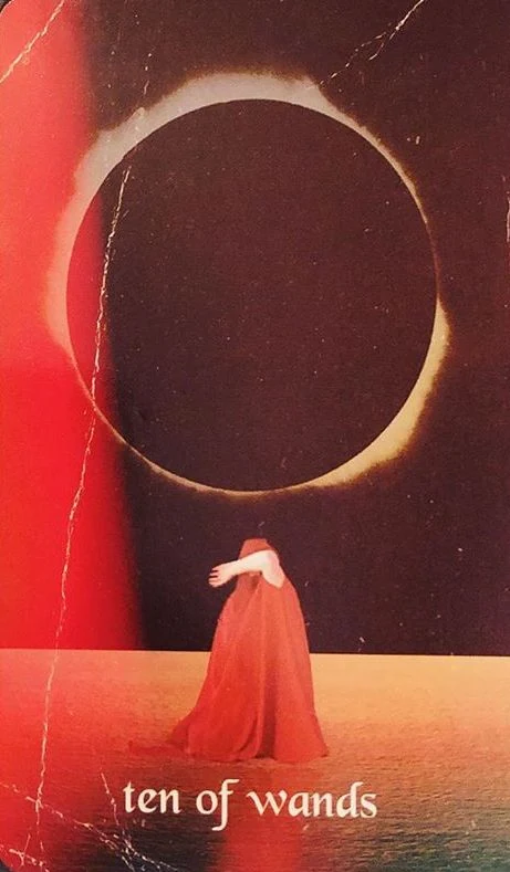 Ten of Wands card from the Serpentfire Tarot deck