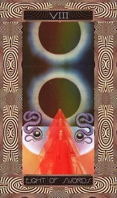 Eight of Swords card from the Serpentfire Tarot deck