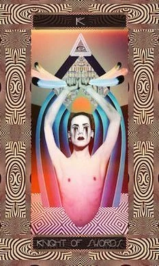 Knight of Swords card from the Serpentfire Tarot deck