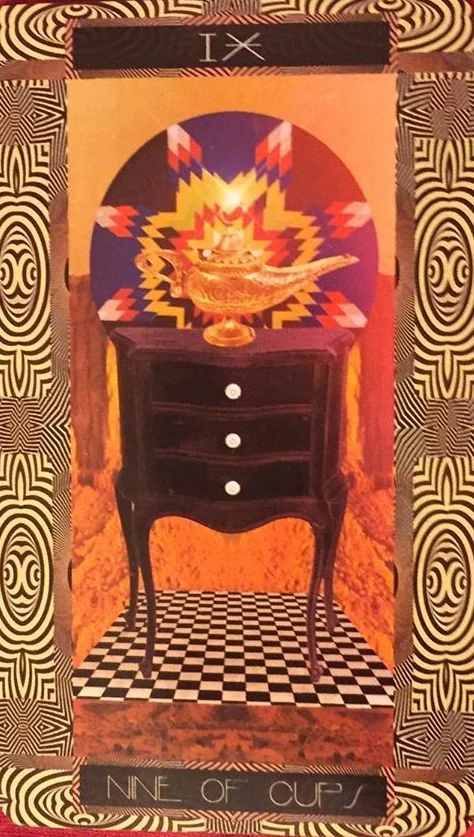 Nine of Cups card from the Serpentfire Tarot deck