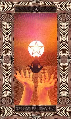 Ten of Pentacles card from the Serpentfire Tarot deck
