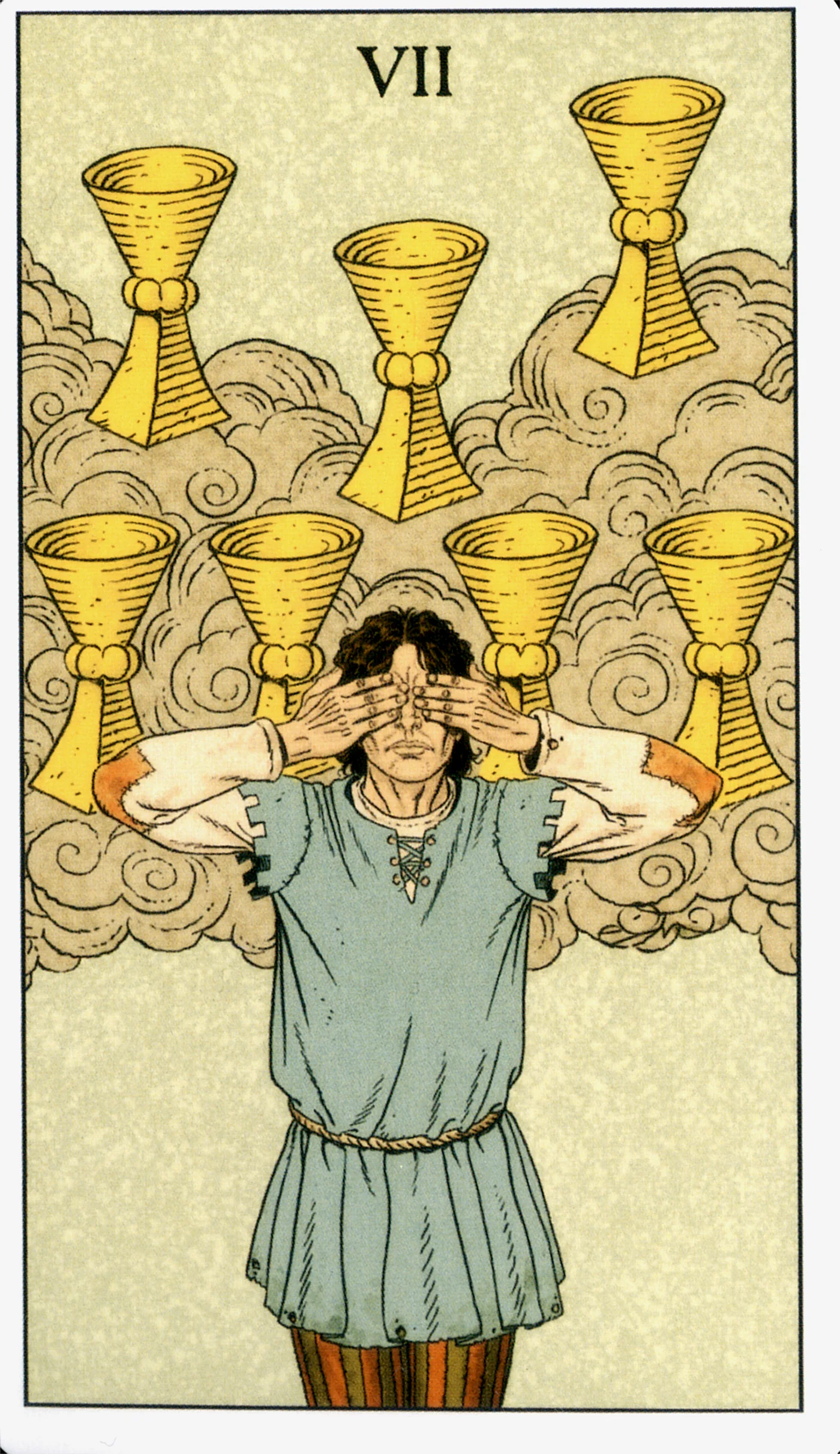 Seven of Cups card from the Before Tarot deck by Lo Scarabeo