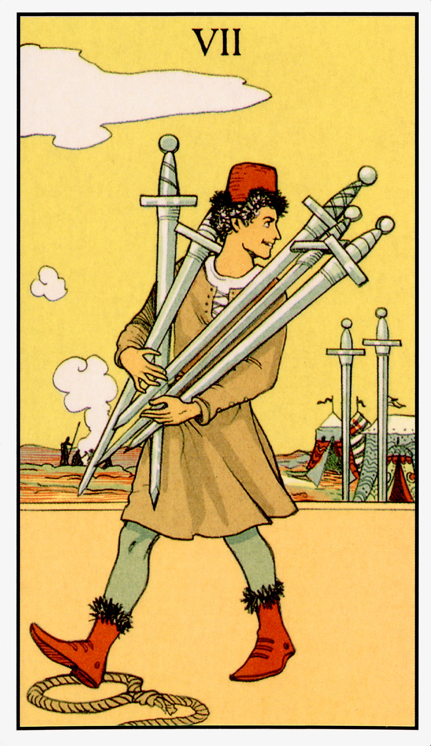 Seven of Swords — After Tarot by Lo Scarabeo Seven of Swords card from the After Tarot deck by Lo Scarabeo