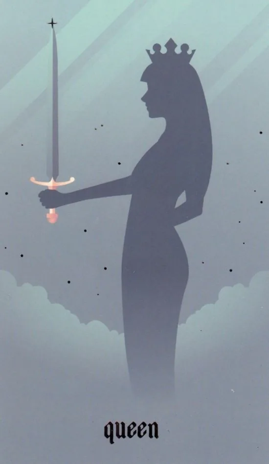Queen of Swords card from the Seventh Sphere Tarot deck