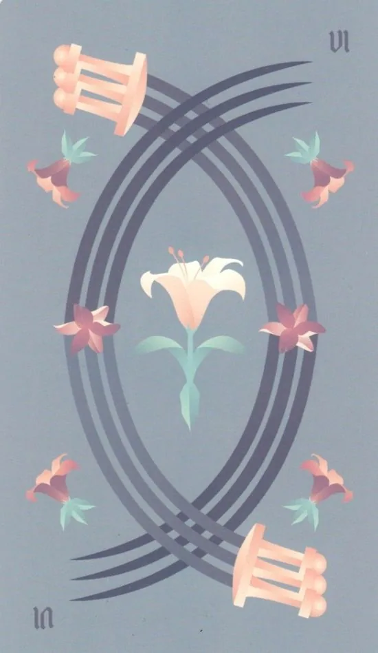 Six of Swords card from the Seventh Sphere Tarot deck