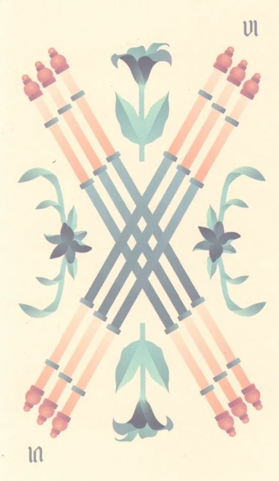 Six of Wands card from the Seventh Sphere Tarot deck