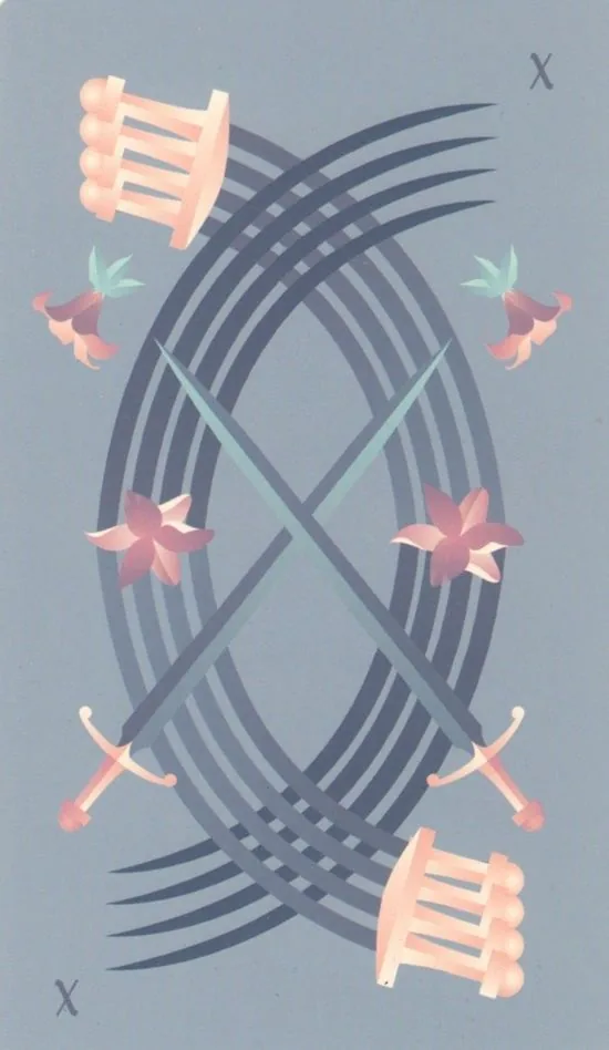 Ten of Swords card from the Seventh Sphere Tarot deck