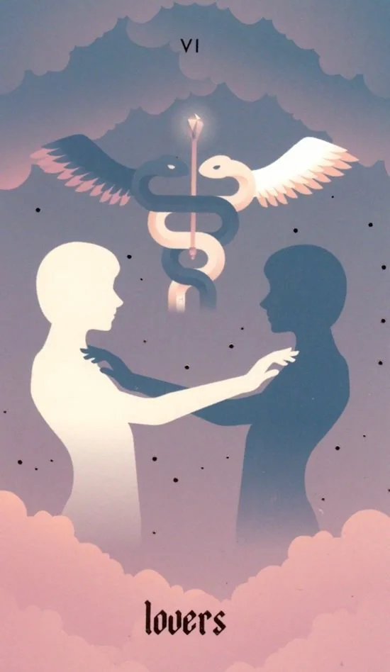 The Lovers card from the Seventh Sphere Tarot deck