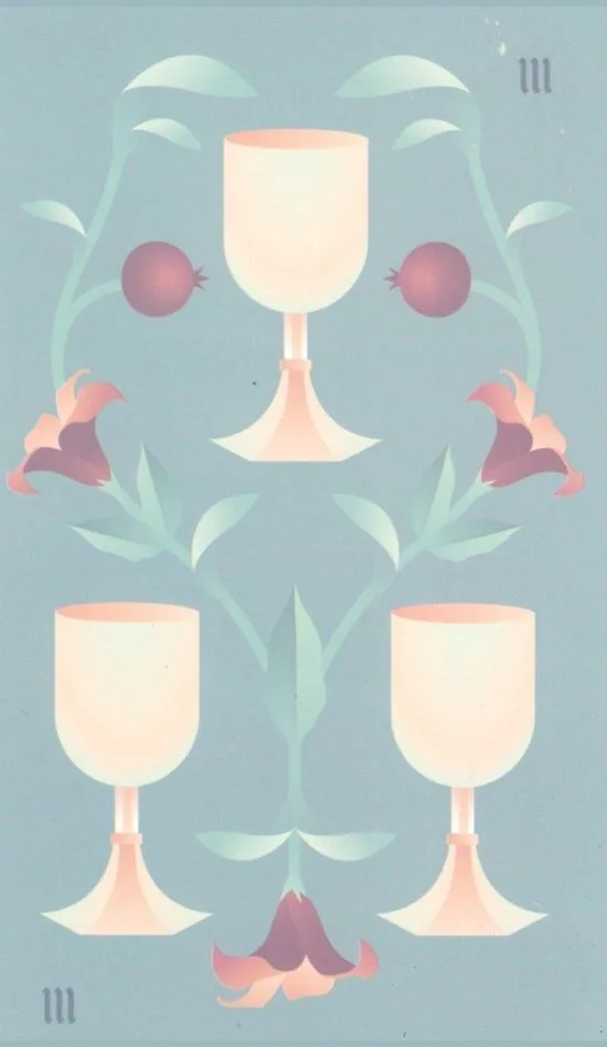 Three of Cups card from the Seventh Sphere Tarot deck
