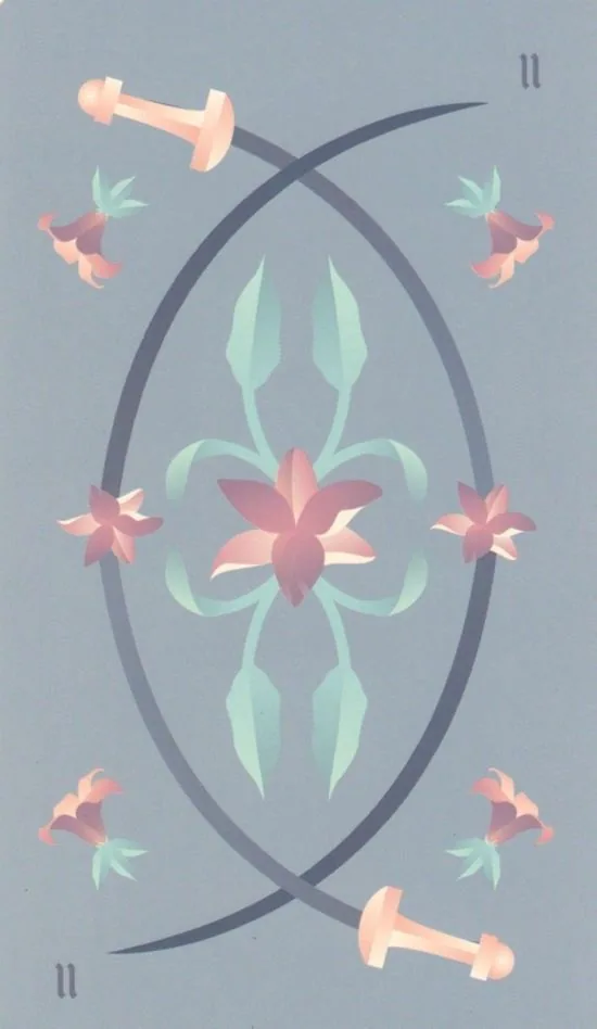 Two of Swords card from the Seventh Sphere Tarot deck