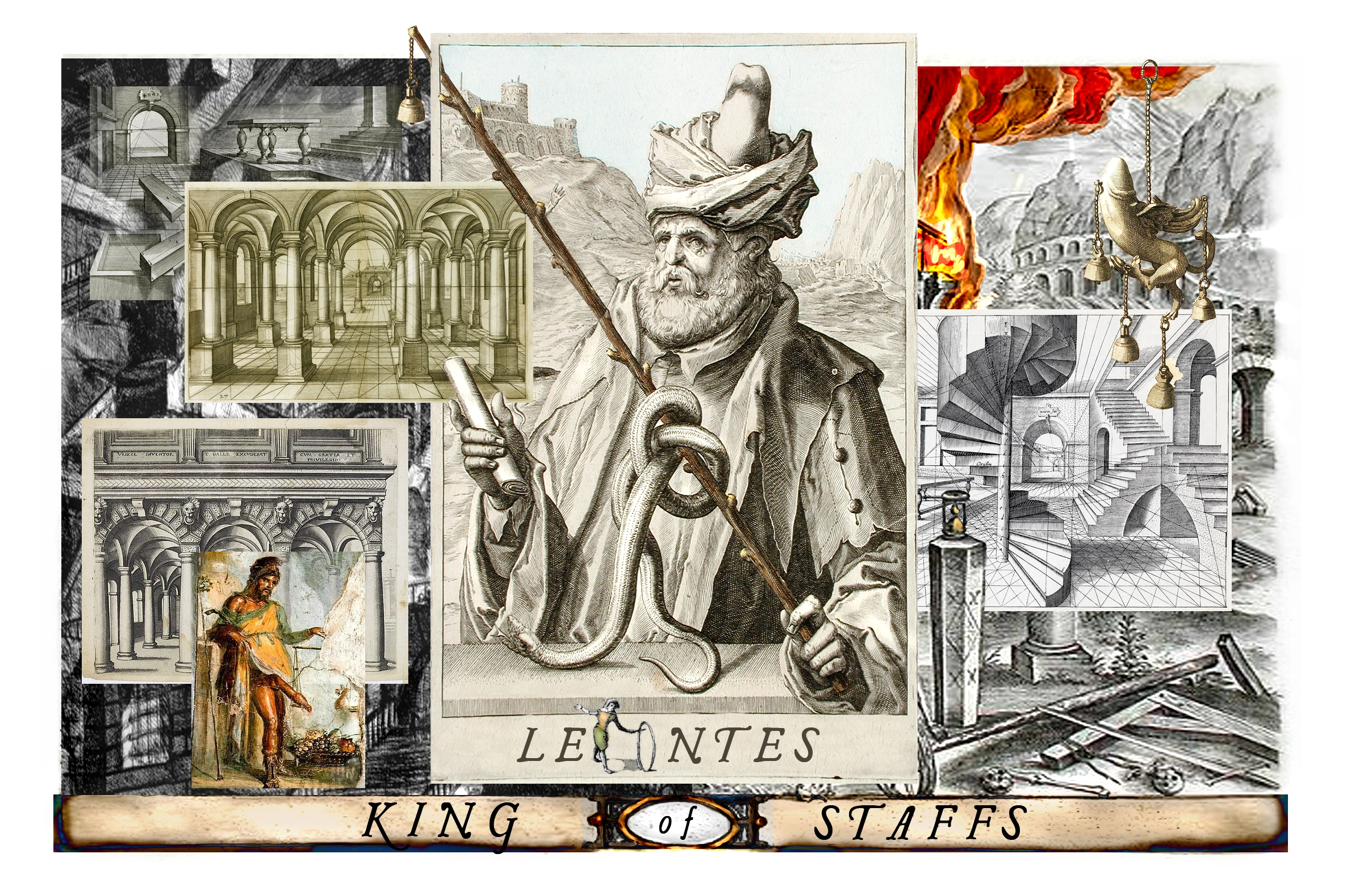 King of Staffs card from The Shakespeare Tarot by Chris Leech