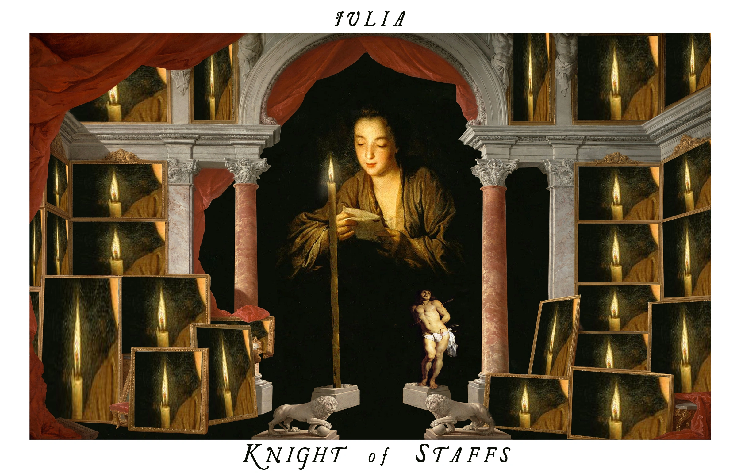 Knight of Staffs card from The Shakespeare Tarot by Chris Leech