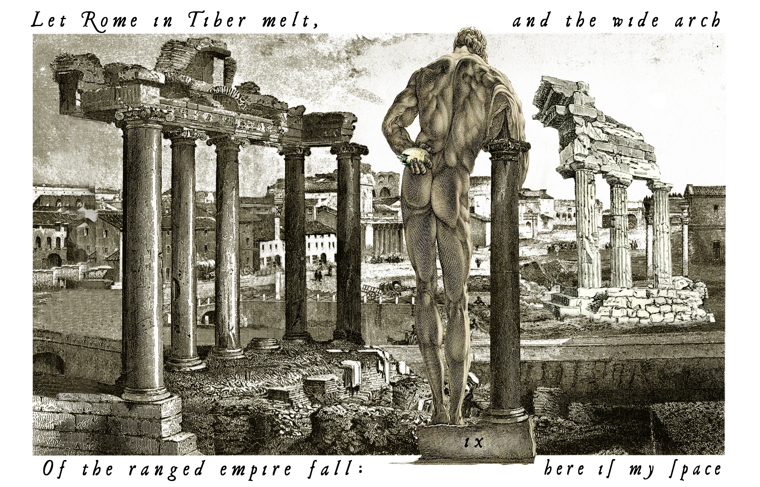 Nine of Staffs card from The Shakespeare Tarot by Chris Leech