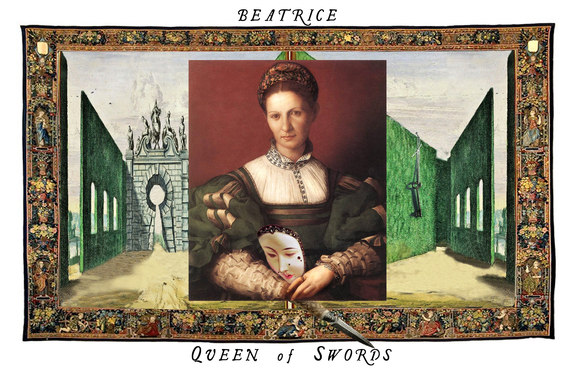 Queen of Swords card from The Shakespeare Tarot by Chris Leech