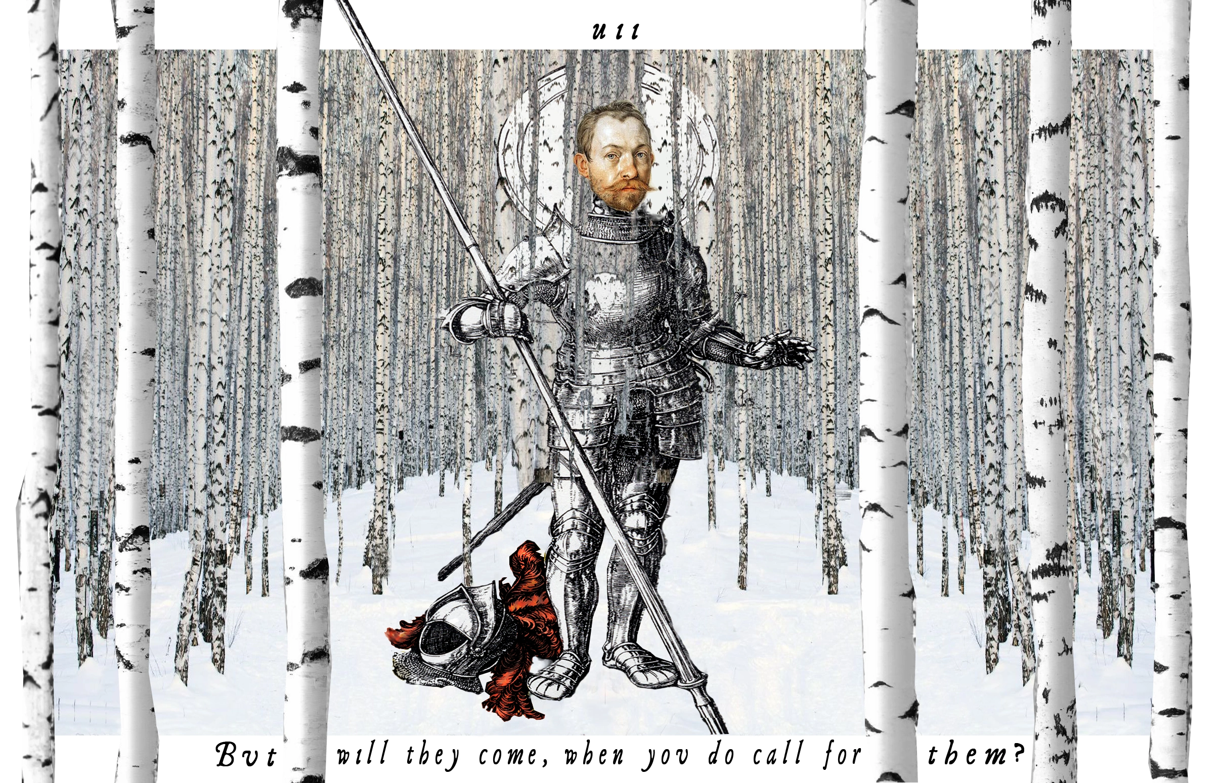 Seven of Staffs card from The Shakespeare Tarot by Chris Leech