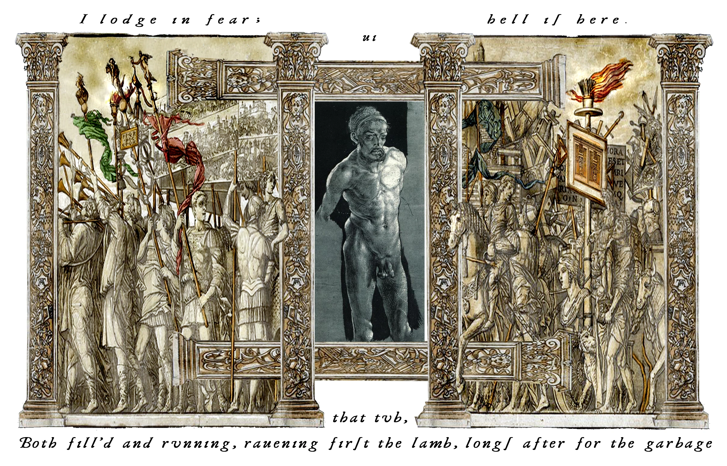 Six of Staffs card from The Shakespeare Tarot by Chris Leech