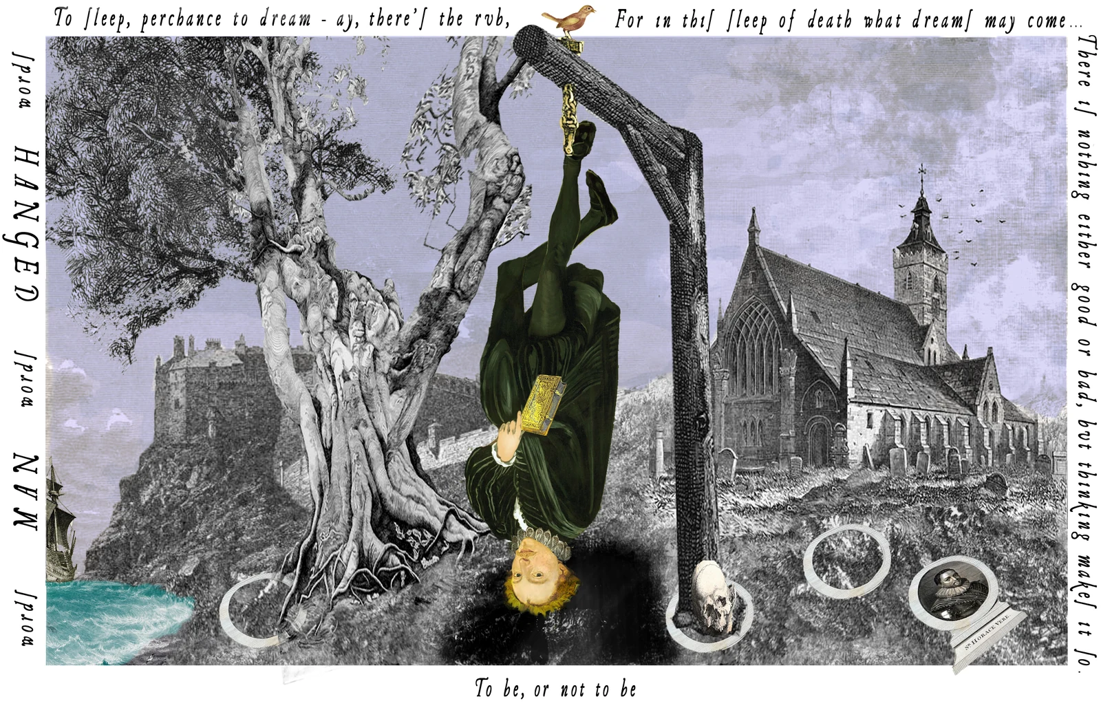 The Hanged Man card from The Shakespeare Tarot by Chris Leech