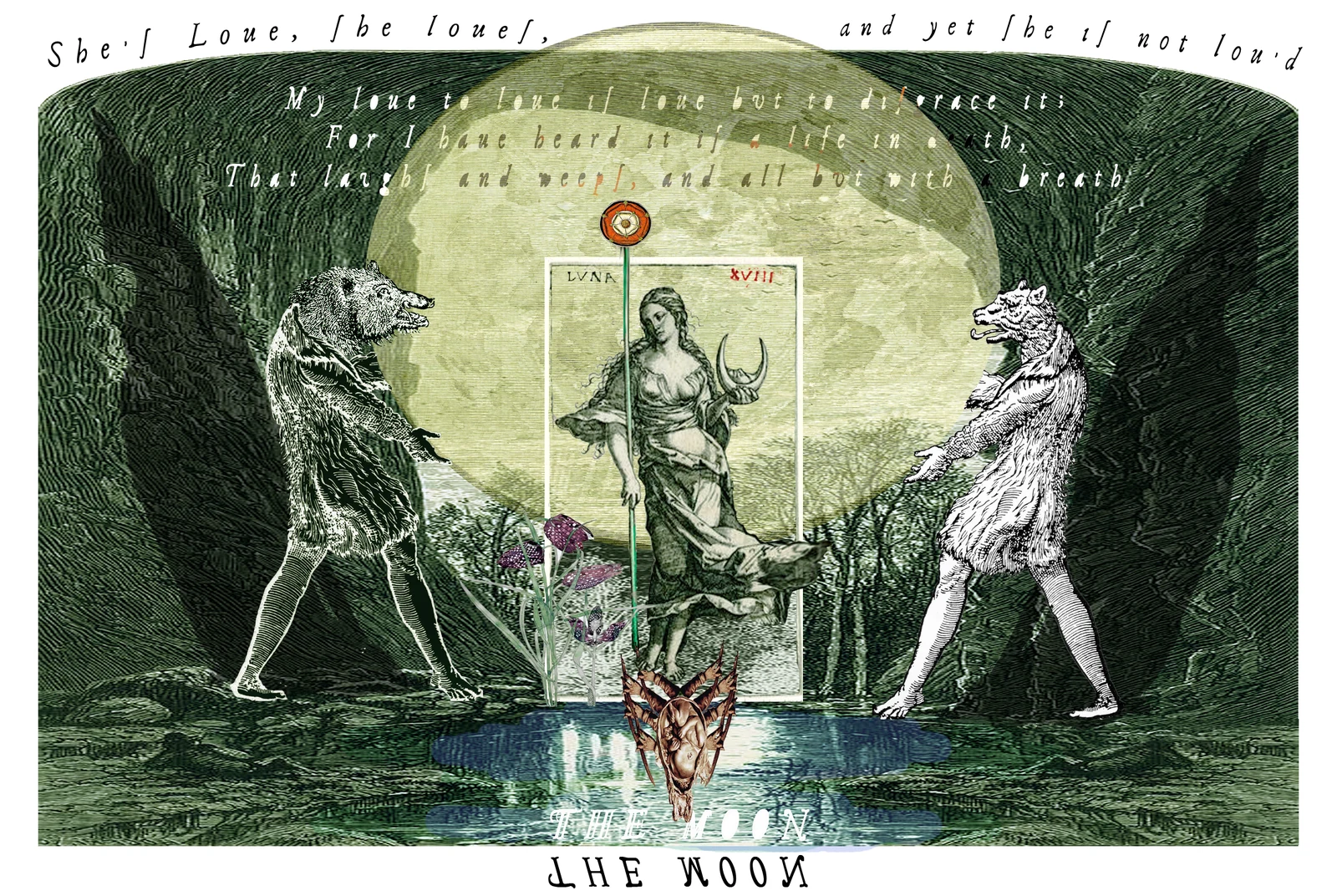The Moon card from The Shakespeare Tarot by Chris Leech