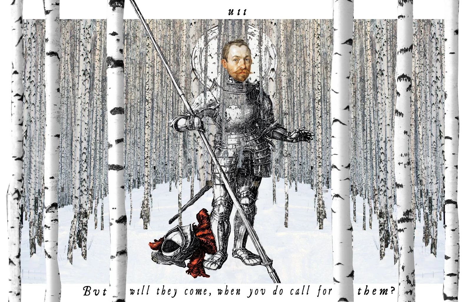 Seven of Staffs card from The Shakespeare Tarot by Chris Leech