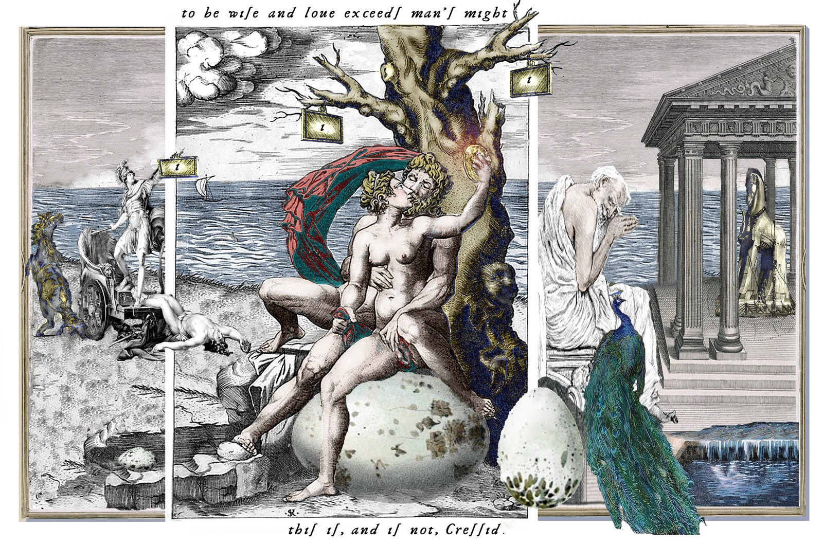 Three of Cups card from The Shakespeare Tarot by Chris Leech
