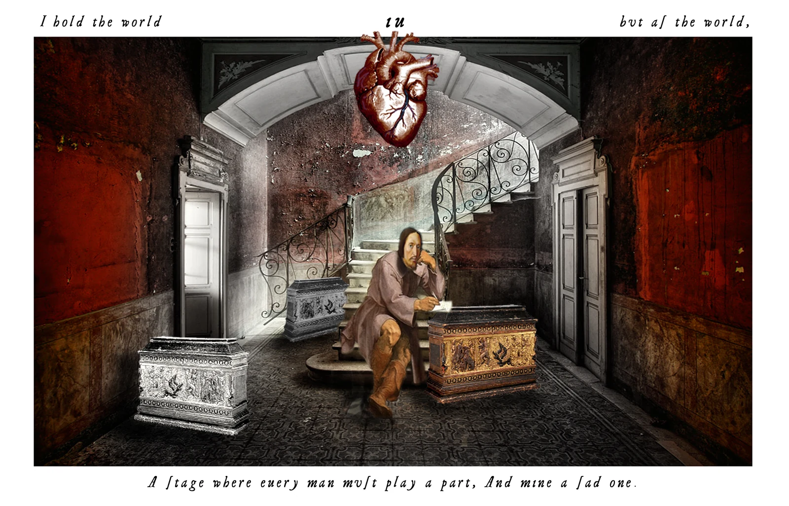 Four of Cups card from The Shakespeare Tarot by Chris Leech