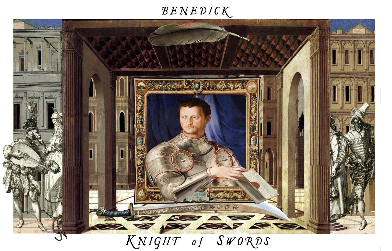 Knight of Swords card from The Shakespeare Tarot by Chris Leech