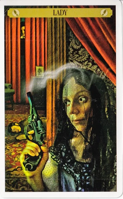 Lady of Evidence card from the Sherlock Holmes Tarot deck