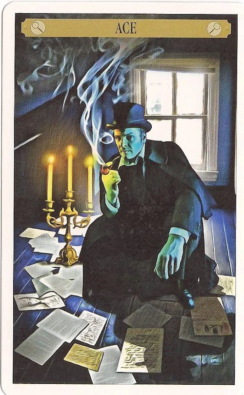 Ace of Analysis card from the Sherlock Holmes Tarot deck
