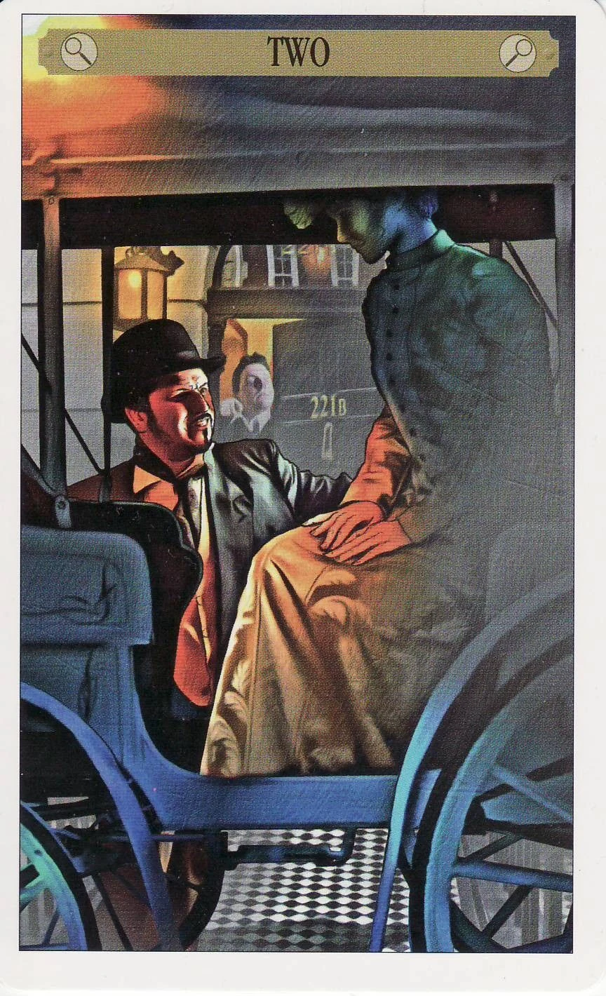 Two of Analysis card from the Sherlock Holmes Tarot deck
