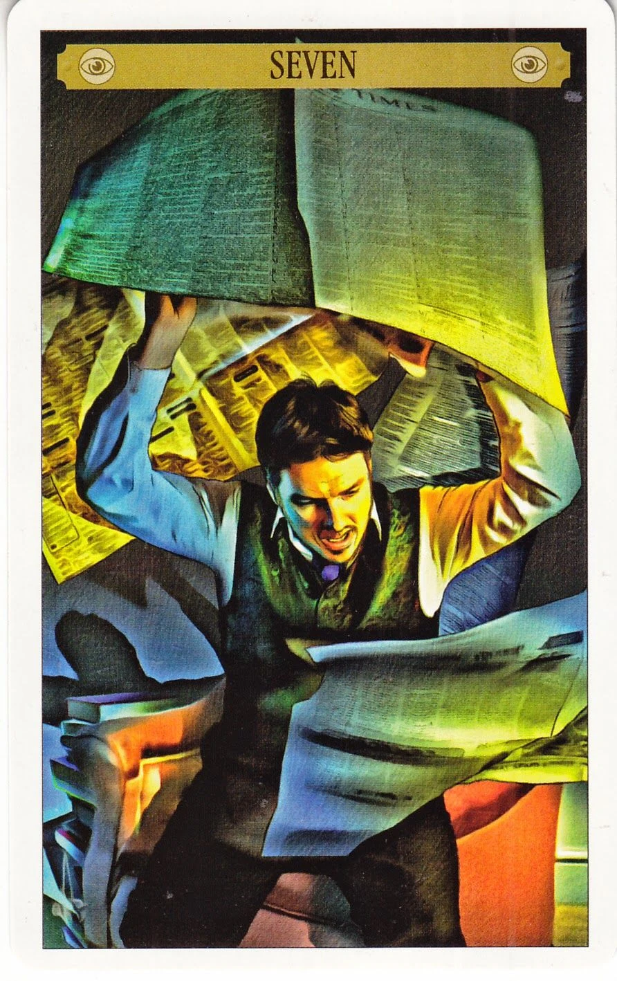 Seven of Observation card from the Sherlock Holmes Tarot deck