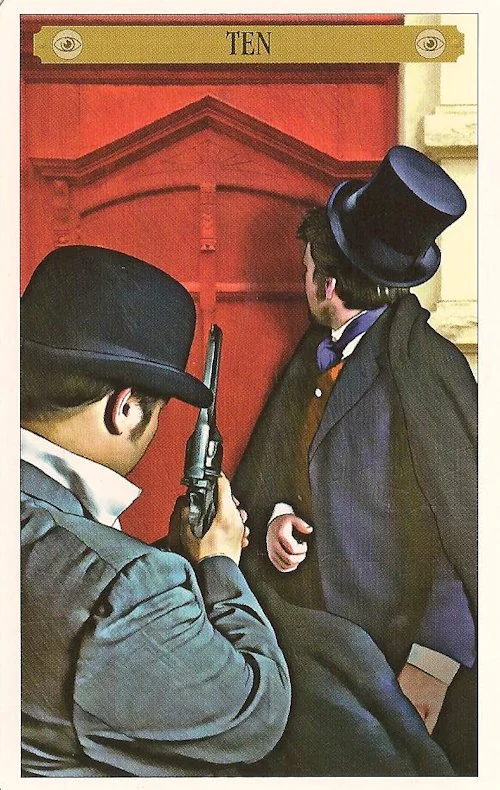 Ten of Observation card from the Sherlock Holmes Tarot deck