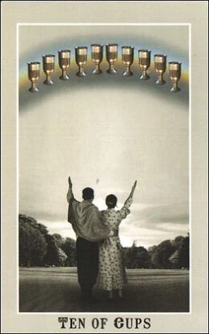 Ten of Cups card from the Silver Era Tarot deck