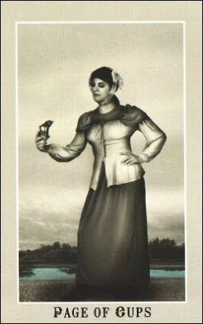 Page of Cups card from the Silver Era Tarot deck