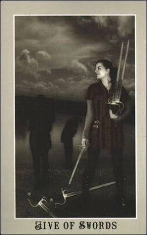 Five of Swords card from the Silver Era Tarot deck