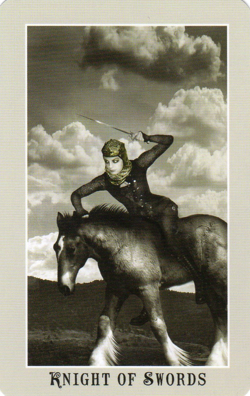 Knight of Swords card from the Silver Era Tarot deck