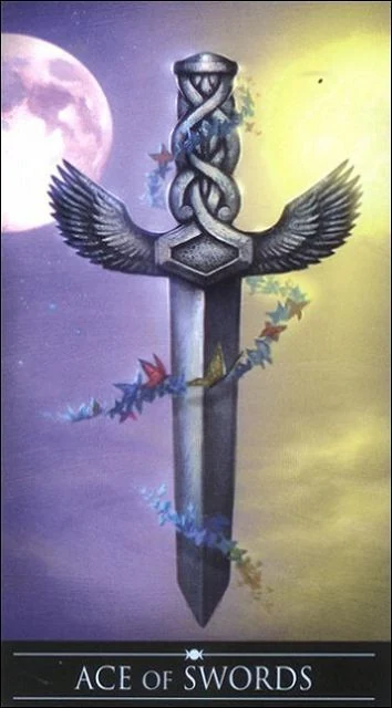 Ace of Swords card from the Silver Witchcraft Tarot deck
