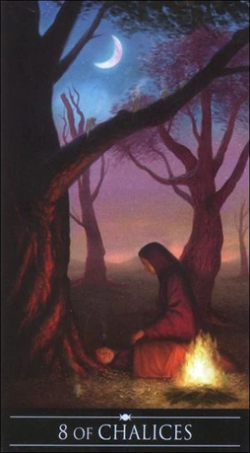 Eight of Chalices card from the Silver Witchcraft Tarot deck