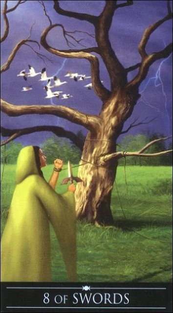Eight of Swords card from the Silver Witchcraft Tarot deck