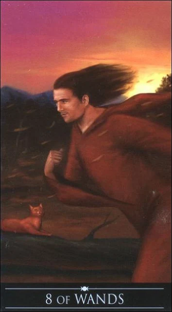 Eight of Wands card from the Silver Witchcraft Tarot deck