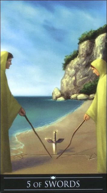 Five of Swords card from the Silver Witchcraft Tarot deck
