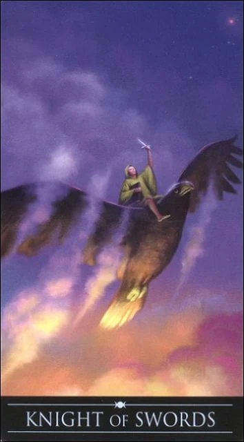Knight of Swords card from the Silver Witchcraft Tarot deck