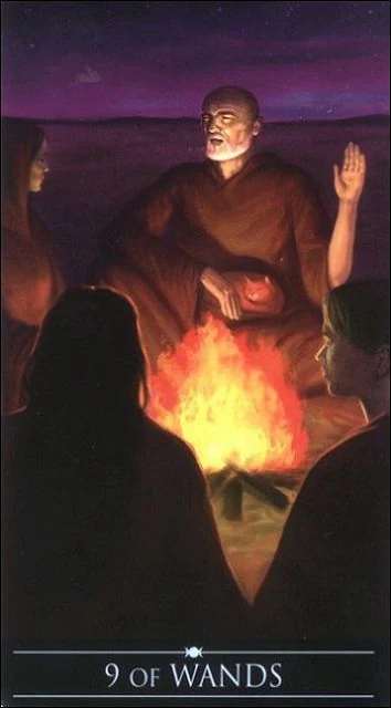 Nine of Wands card from the Silver Witchcraft Tarot deck