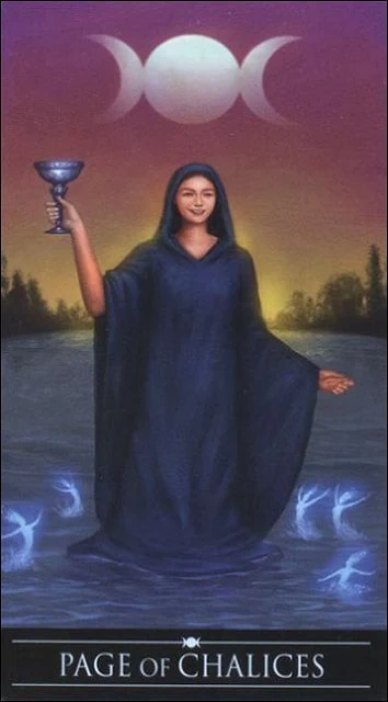 Page of Chalices card from the Silver Witchcraft Tarot deck