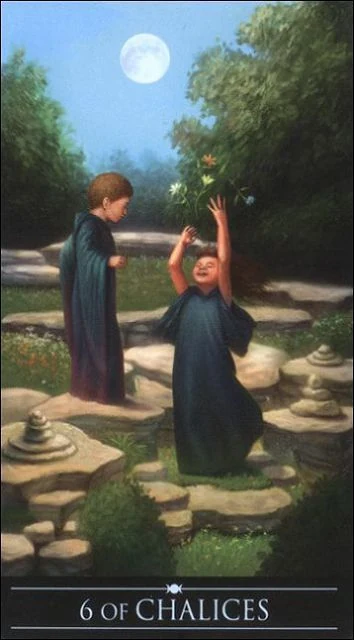 Six of Chalices card from the Silver Witchcraft Tarot deck